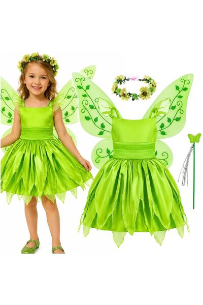 Korbi Rochie costum de zână elfă pentru fete cu aripi, 110