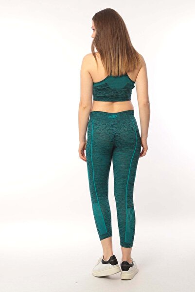 FORE SPORT Women's Seamless Gathering Thin Strap Bra Top and Bottom Fitness Set