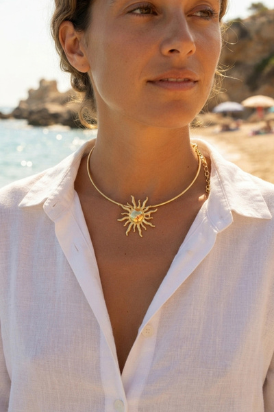 online kapsulavm avm alışveriş Güneş Model Gold Color Choker Women's Necklace