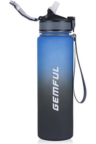 GENERAL Gymfoul 1L Water Bottle with Straw and Time Motivational Markings Tri...