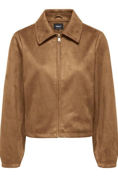 ONLY Onlcarolina Women's Suede Look Zippered Jacket Stylish and Casual