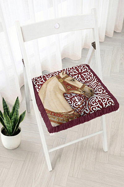 Realhomes Ottoman Horse Figured Baroque Motif Patterned Fringed Zippered Chai...