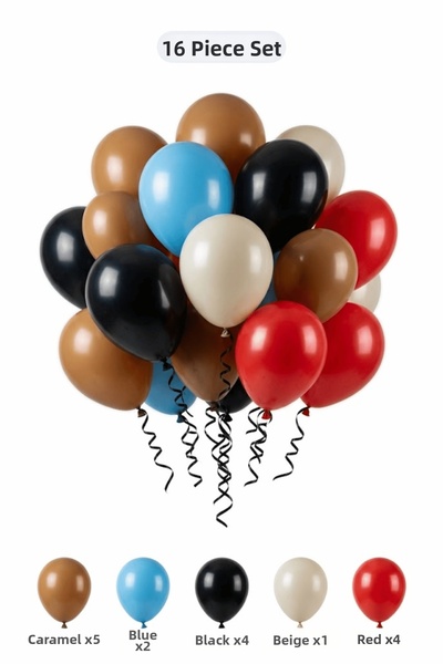 BALOMİS Jurassic Themed Balloon Set Black Red 16 Pieces Boy's Birthday Party ...