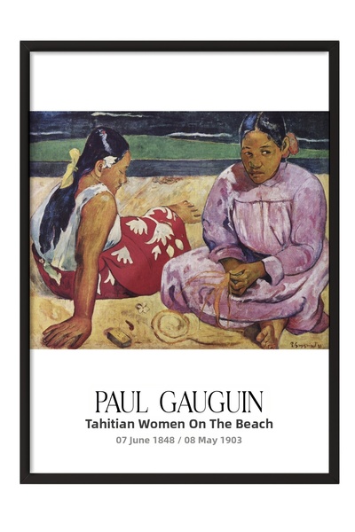 Postifull Paul Gauguin - Tahitian Women on the Beach, Black Framed Artwork, A...