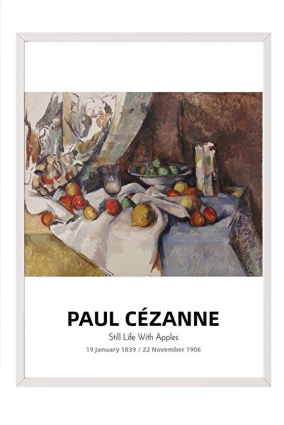 Postifull Paul Cézanne - Natură statică cu mere, tablou în ramă albă, Seria d...