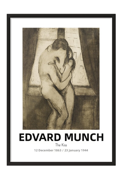 Postifull Edvard Munch - Sărutul (2), Tablou înrămat negru, Seria de artă NR:...