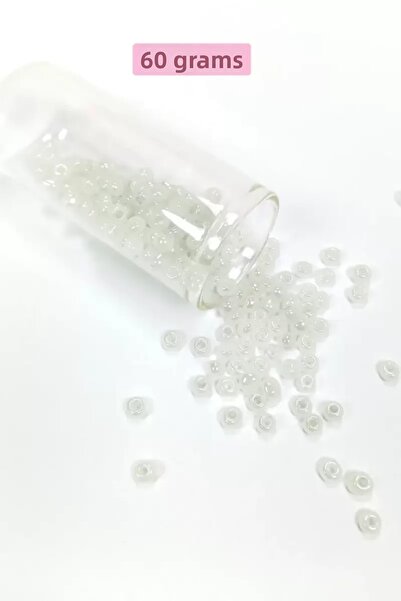 Mestore Cast Glass Sand Beads Large Size (6/0) 4 mm - 60 Grams - Pearl White ...