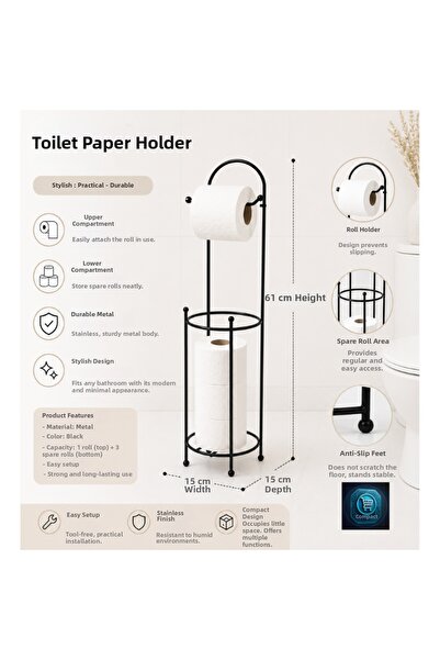 MAViHOME Suport metalic modern de lux pentru hârtie igienică cu rolă de rezervă