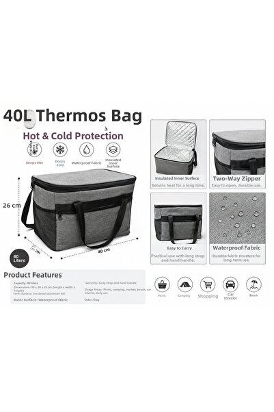 Ekostem 40L Thermos Bag Large Size Cold Hot Insulated Picnic Camping Bag Musting