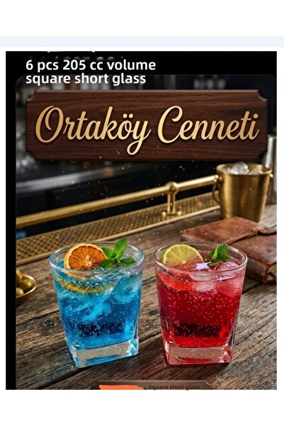 ORTAKÖYCENNETİ 6 Pcs Carre Short Drink Glass 205 Cc Stylish Hospitality 42180