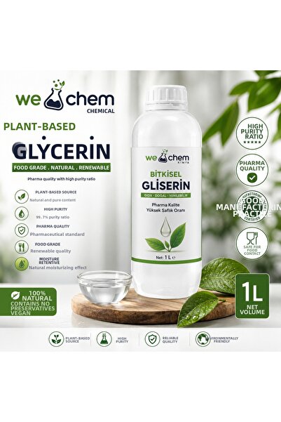 WE CHEM Natural Food Grade Vegetable Glycerin Pharma 99.7% Purity 1Lt