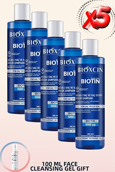 Bioxcin Anti-Hair Loss Shampoo Containing Biotin for All Hair Types 300ml 5 P...