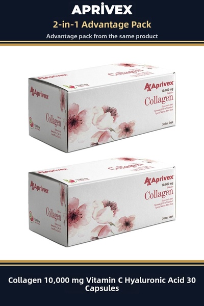Aprivex Collagen 10000 Mg Vitamin C Hyaluronic Acid 30 Powder Sachets 2-Pack ...