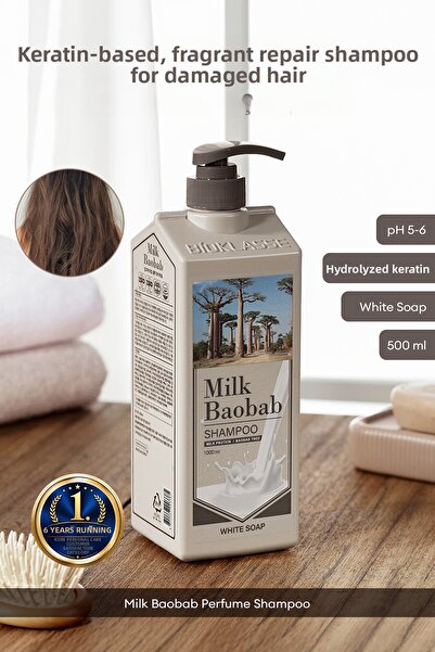 Milk Baobab Perfumed Keratin Shampoo for Repairing Damaged Hair Perfume Shamp...