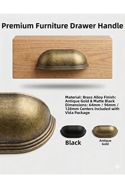 Arion Tas Midye Çanak 128 MM GALBEN ANTIC Mâner pentru dulap, sertar, vestiar...
