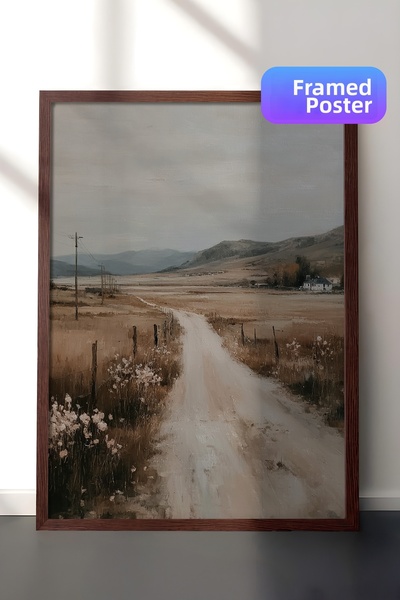Zestia Pictură de perete vintage, Vale liniștită pe Drumul Muntelui, maro, în...