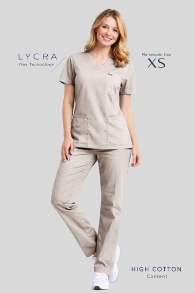 Simirna Üniforma Κρέμα Premium Ύφασμα Lycra Surgical Doctor Nurse Scrubs Σετ ...