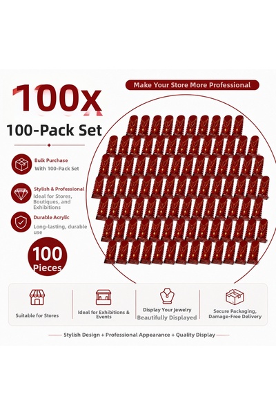 ÇAKRA 100-Piece Plexiglass Necklace Stand Transparent Red - Jewelry Organizer...