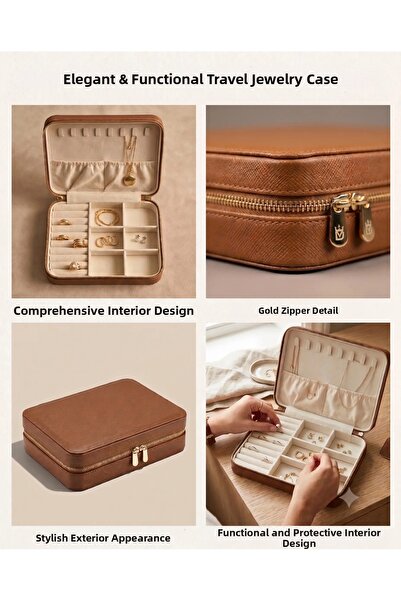 Dorvina Jewelry Box Organizer Travel Case Necklace Ring Earring Organizer Lea...