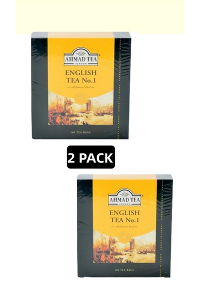 Ahmad Tea أكياس شاي إنجليزية غير معطرة من سيلان رقم 1، 100 قطعة × 2 قطعة
