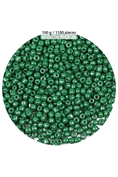 Generic Brand Dark Green Color 4 mm Approx 1100 Pieces / 100 Gram Glass Beads...
