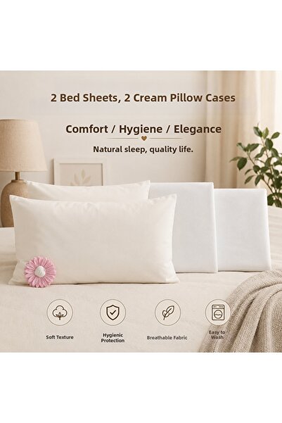 OGUZ ATA CONCEPT 100% Cotton 4-Piece Pillowcase, 2 Mattress Covers, 2 Cotton ...