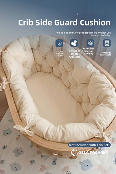 yasetex tasarım 100% Cotton Fabric Basket Edge Protection Cushion for Crib