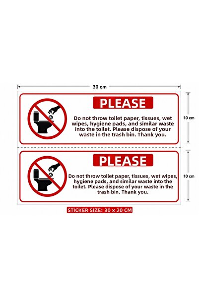 TRİMENT3D 4 Pieces of Warning Stickers: Do Not Dispose of Waste in the Toilet...
