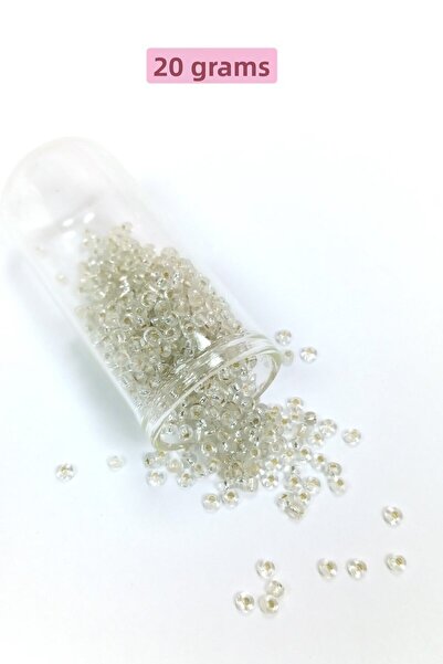 Bucuks Bulky Glass Sand Beads (8/0) 3 mm - 20 Grams - Transparent White - Bnc156