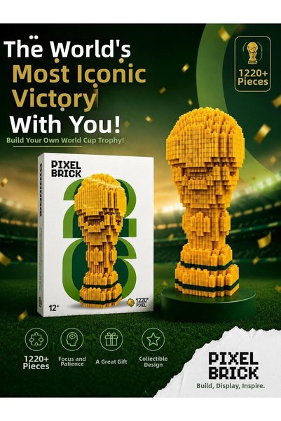 PONİKİDO 1220+ Pieces 3D Pixel Block Championship Trophy Building Kit