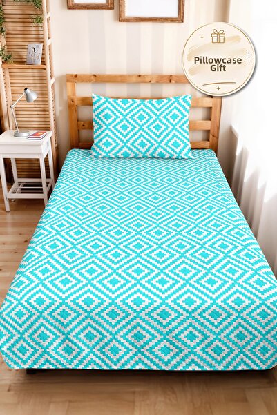 Evimde Bambaşka Turquoise Geometric Youth Room Single Pique Set - Nordic 160X...