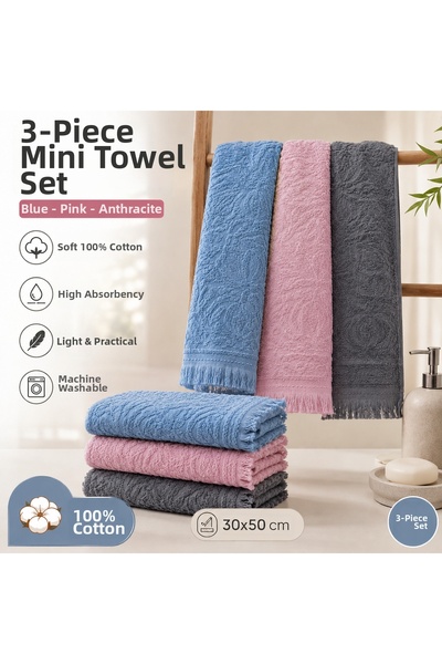 Vivesta Home طقم مناشف صغيرة مكون من 3 قطع مقاس 30 × 50 سم مناشف قطنية لليدين...