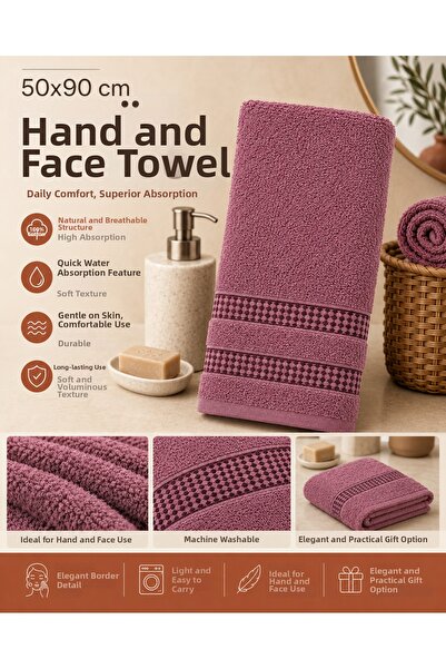nnevora Dried Rose 50X90 cm Hand Towel 100% Cotton Soft Textured High Absorbe...