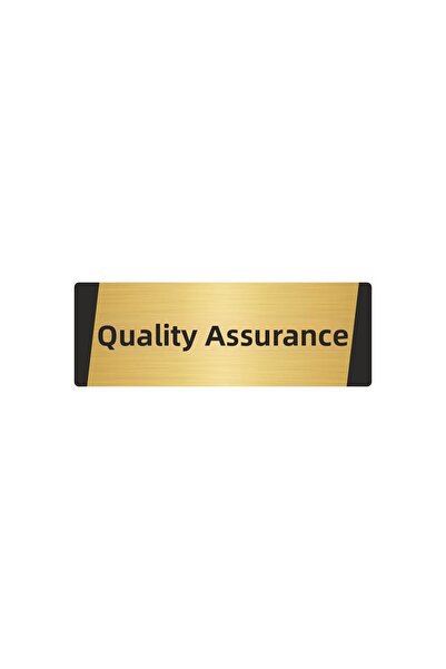Özarslan Dizayn Quality Guarantee Metal Warning Sign 10X20 cm Gold Color