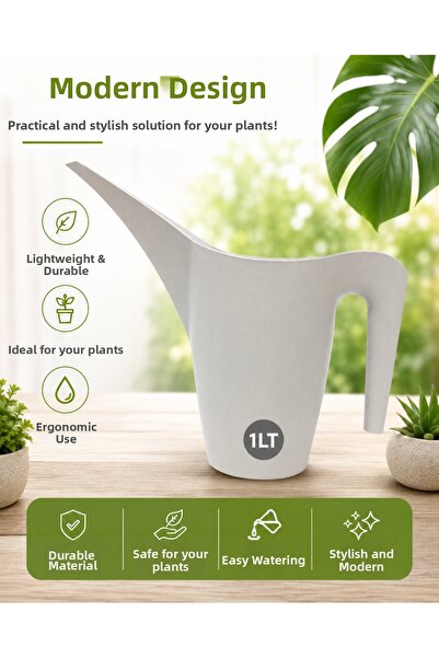 plant-home Flower Watering Can 1Lt Cream (Bone)