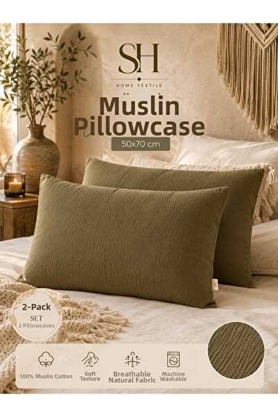 SHAL HOME Muslin Cotton 2-Piece 50X70Cm Pillowcase