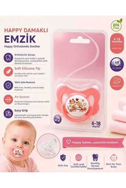 Generic Brand Happy Damaklı Orthodontic Pacifier No:2 6-18 Months Bpa Free Si...