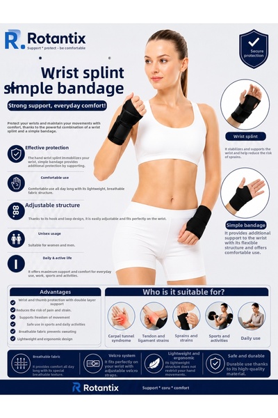 Rotantix Double-Way Neoprene Hand Wrist Splint - Hand Cracked - Hand Fracture...