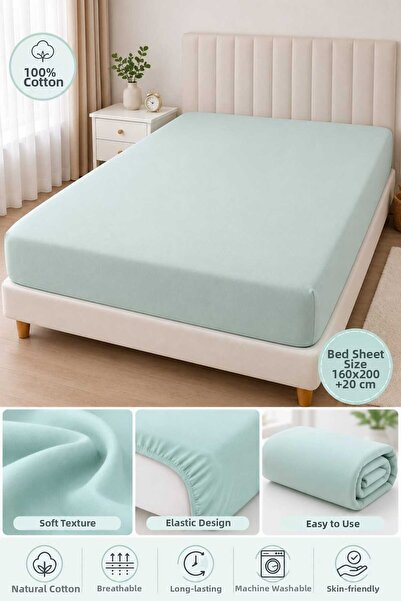 Barley Ogi Cotton Elastic Sheet – Double Size 160X200 + 20 cm