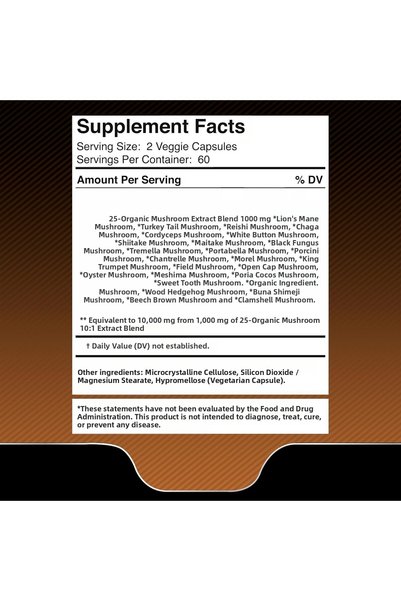 WELLNESS LABSRX Wellness Labs Reishi Mushroom 10:1 Extract Lions Mane Turkey Tail 120 Capsules