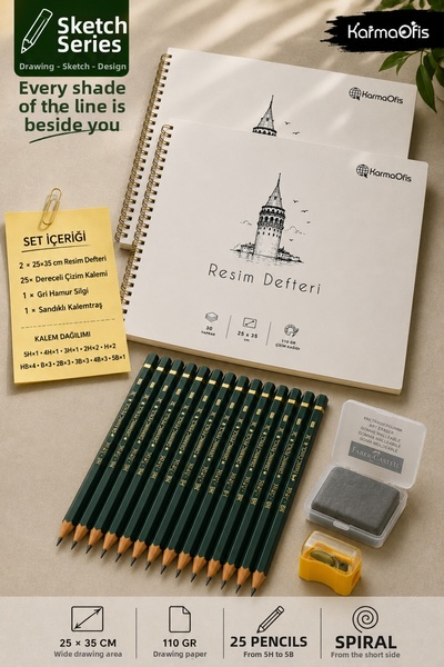 KarmaOfis Sketch Drawing Set 25X35 cm |   2 Pieces of 110 Gr Art Notebooks | ...