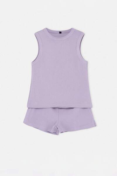TRENDYOLKIDS Set Lila Düz din material subțire (partea inferioară - partea su...
