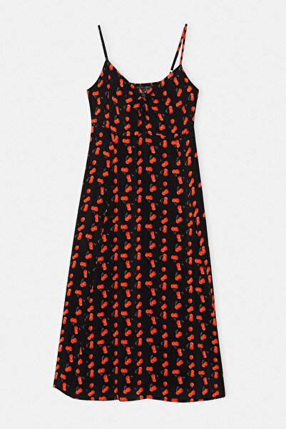 Trendyol Curve Μαύρο φόρεμα Maroken Υφαντό σε μεγάλο μέγεθος