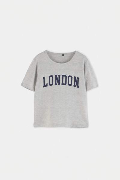 TRENDYOLKIDS Gray Plain Knitted T-Shirt Tkdss26Ts00098
