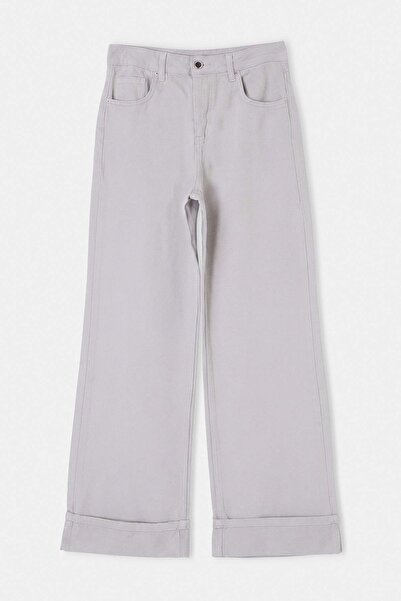 Trendyol Collection Gray Drapey High Waist Wide Leg Jeans Twoaw27Je00052