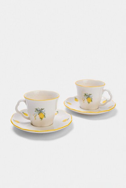 TRENDYOLMİLLA HOME Set of 2 Limoncello Design Porcelain Coffee Cups