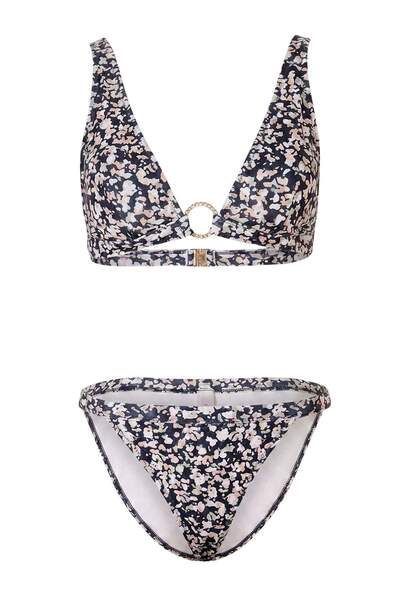 Trendyol Collection Floral Pattern Covered Normal Waist Regular Bikini Set wi...