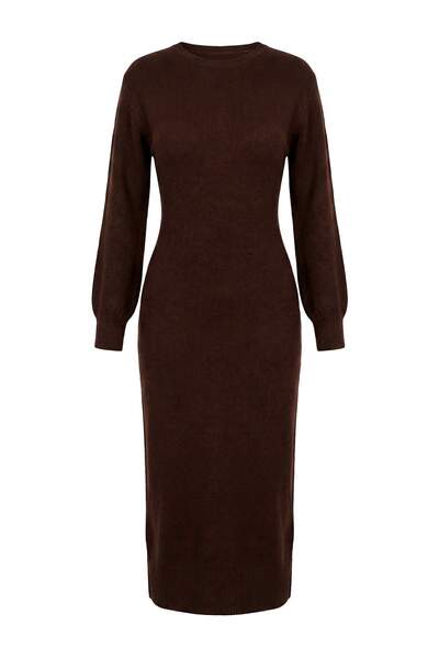 Trendyol Modest Brown Soft Textured Unlined Plain Knitwear Single Layer Hijab...