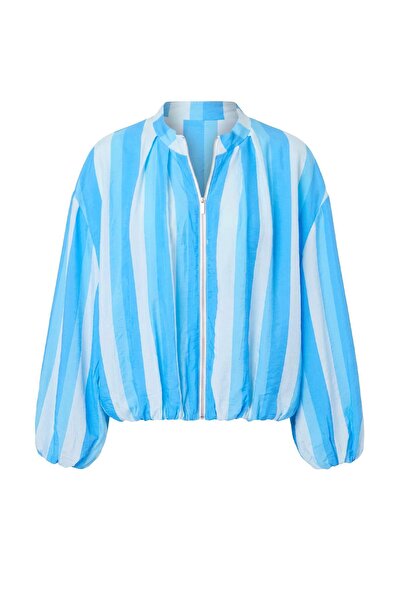 Drop by TrendyolMilla Blue Mesh Lined Bomber Jacket Tdrss26Ce00025