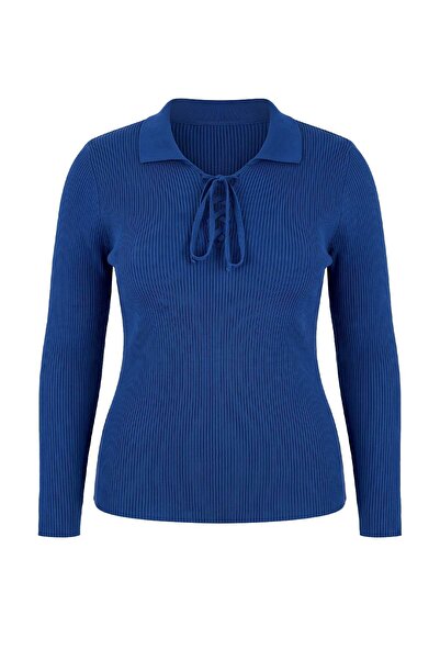 Trendyol Curve Benzin polo ovratnik rebrasta tanka pletena bluza TBBAW26AF00001